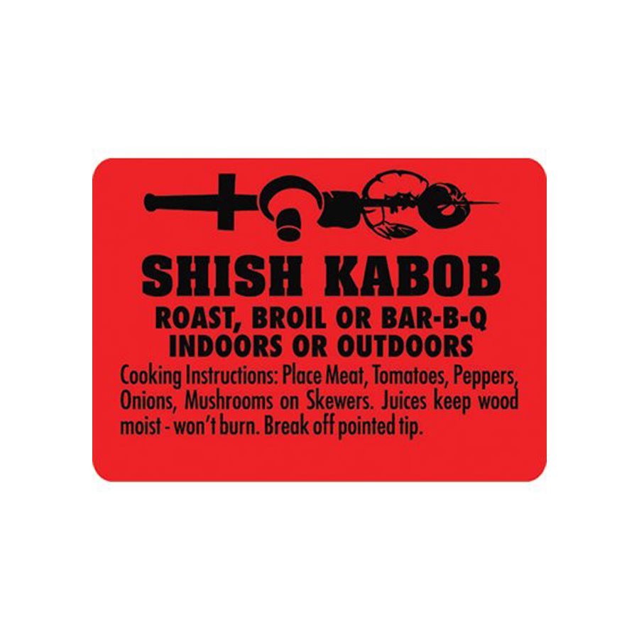 Shish Kabob Recipe DayGlo Label, Sticker