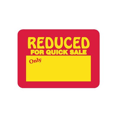 Reduced For Quick Sale Label (Write On)