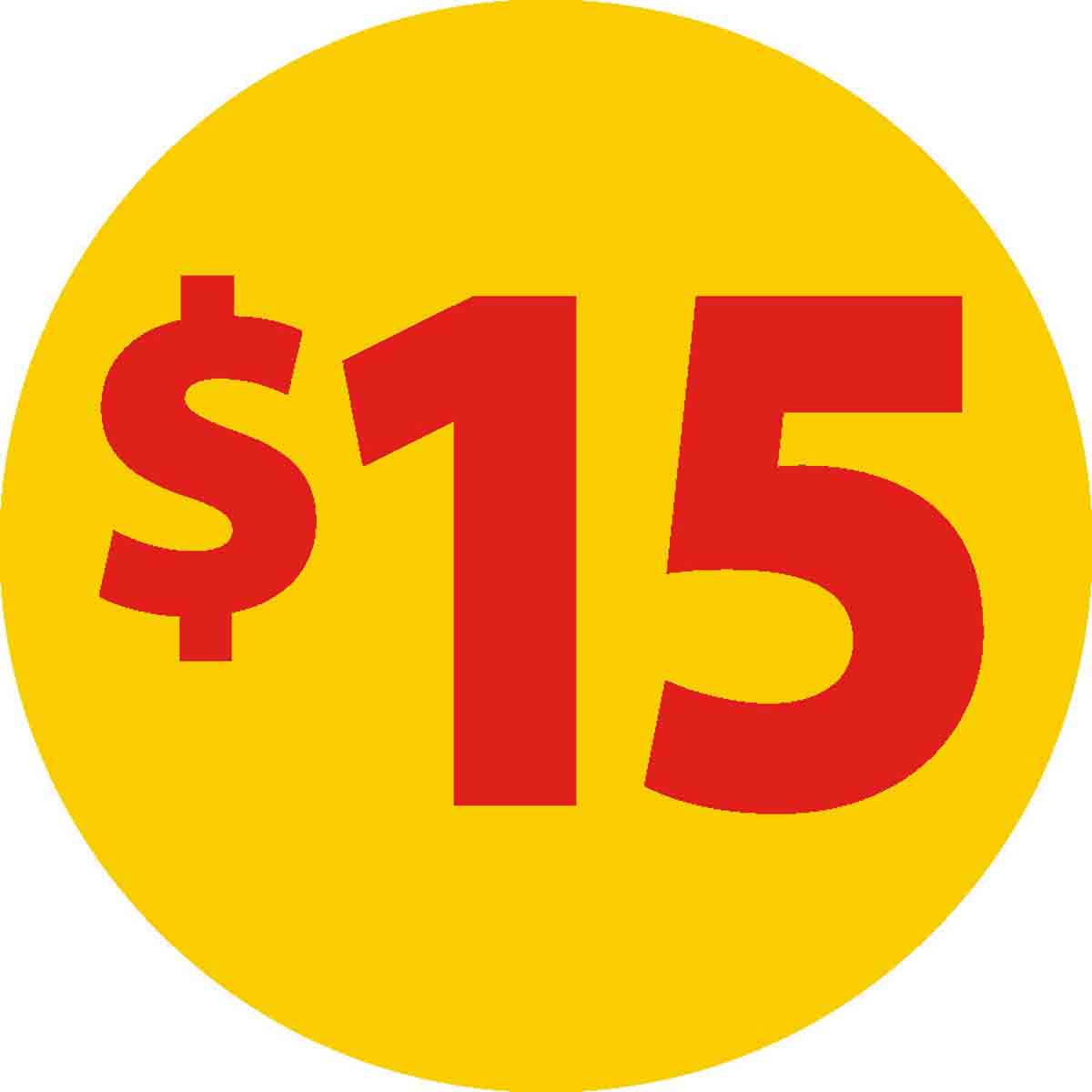 Red/Yellow 1.5" Circle Price Labels - 60 MIN