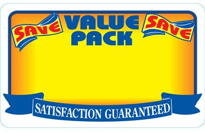 Value Pack Save Satisfaction Guaranteed Label