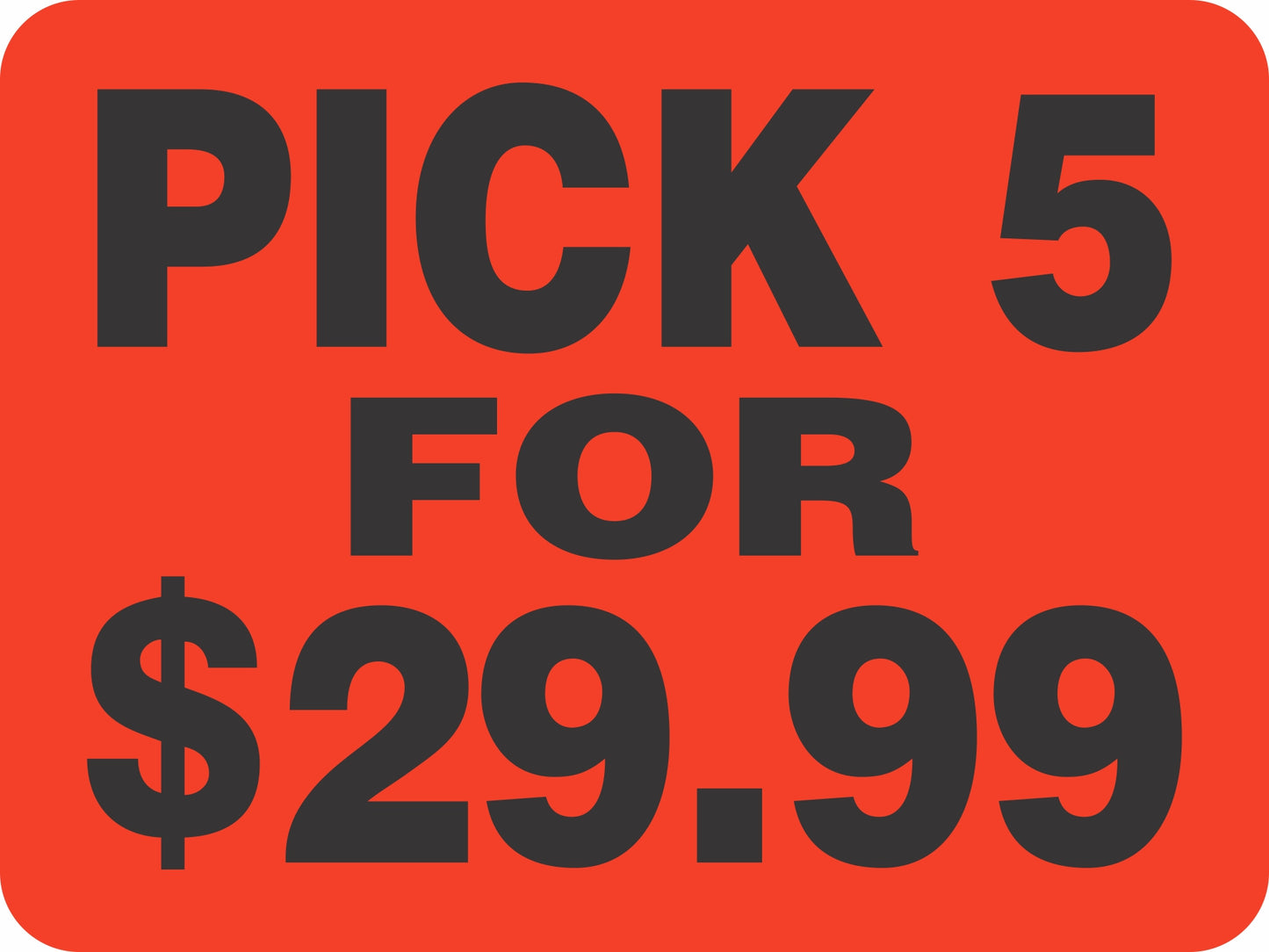 Pick 5 For $29.99 Value Pack Label