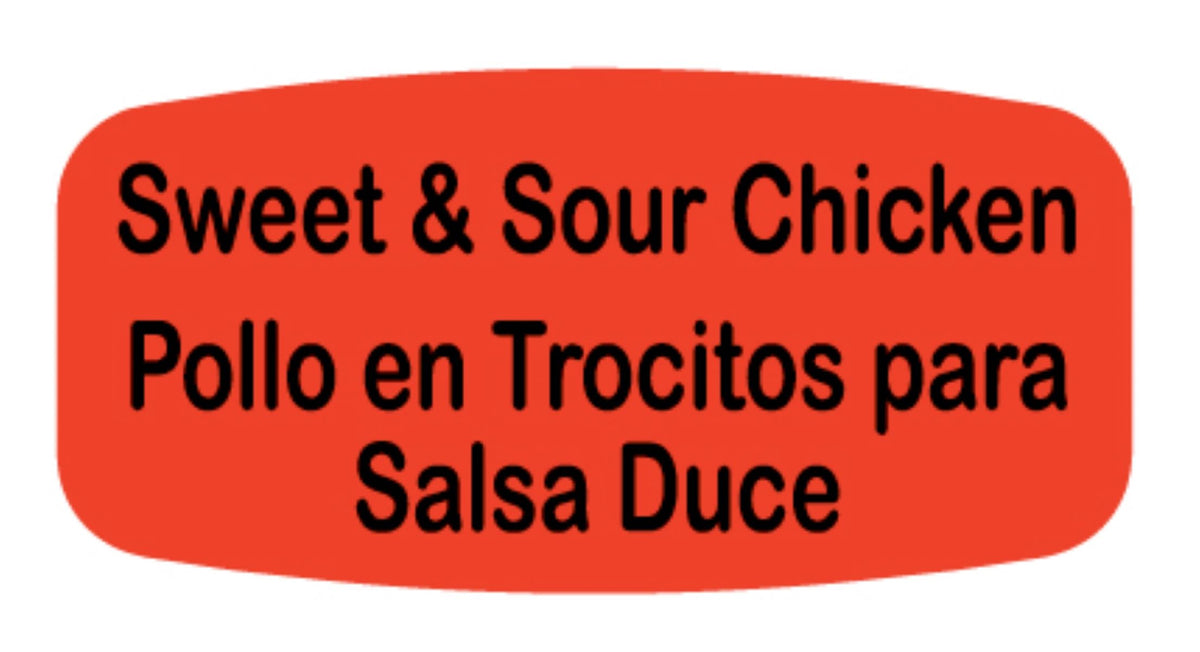 Sweet and Sour Chicken - Pollo en Trocitos para Salsa Duce DayGlo Label