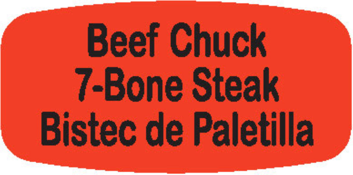 Beef Chuck 7-Bone Steak / Bistec de Paletilla Dayglo Label - 10 MIN