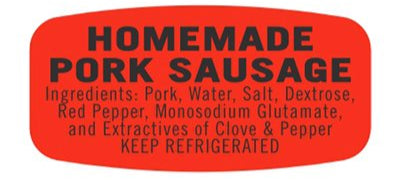 Homemade Pork Sausage DayGlo Label
