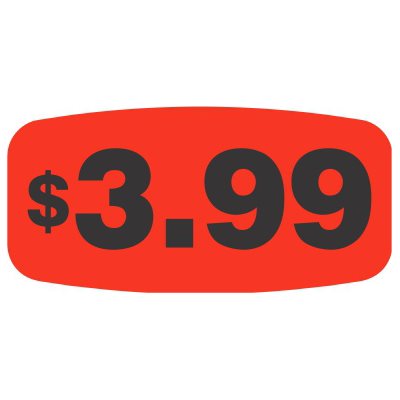 $3.99 Price Labels, $3.99 Price Stickers 1000/Roll