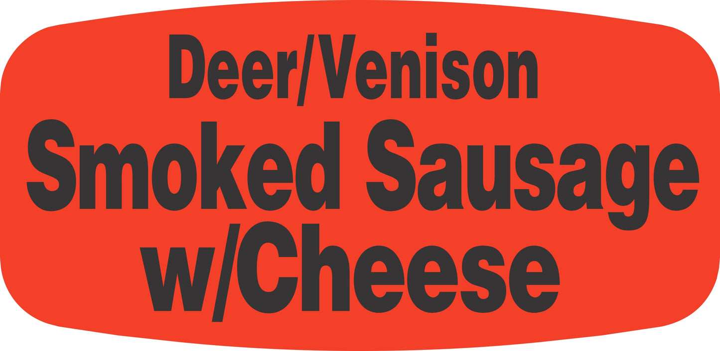 Deer/Venison Smoked Sausage w/ Cheese DayGlo Label