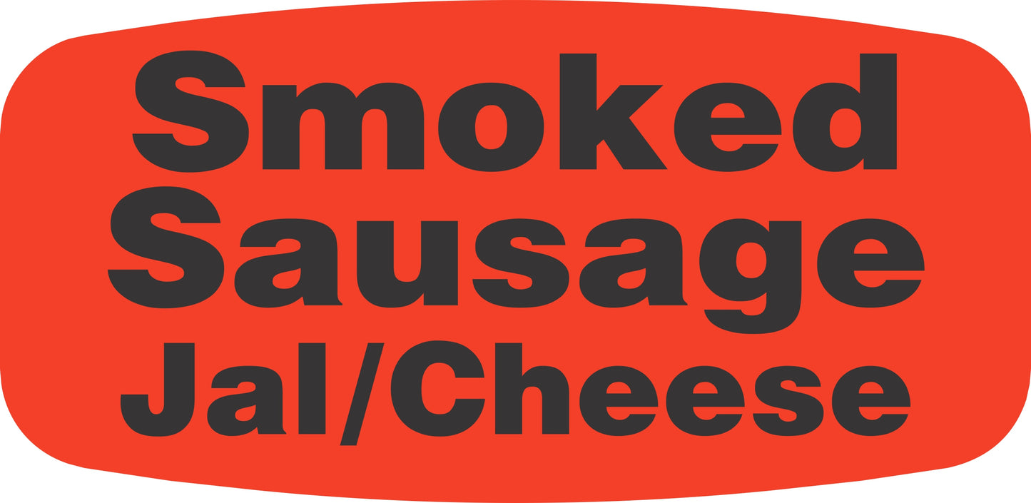 Smoked Sausage w/ Jalapeno and Cheese DayGlo Labels, 1000/Roll