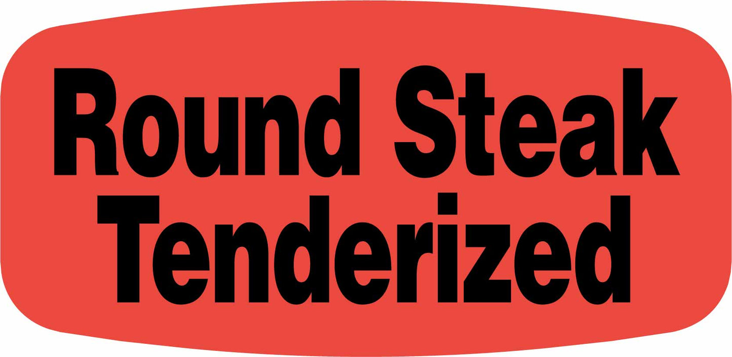 Round Steak Tenderized DayGlo Label - 10 MIN