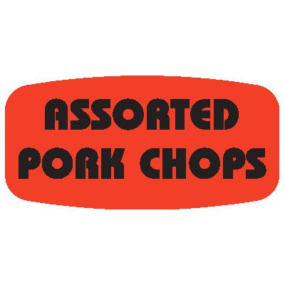Assorted Pork Chops DayGlo Labels, Stickers