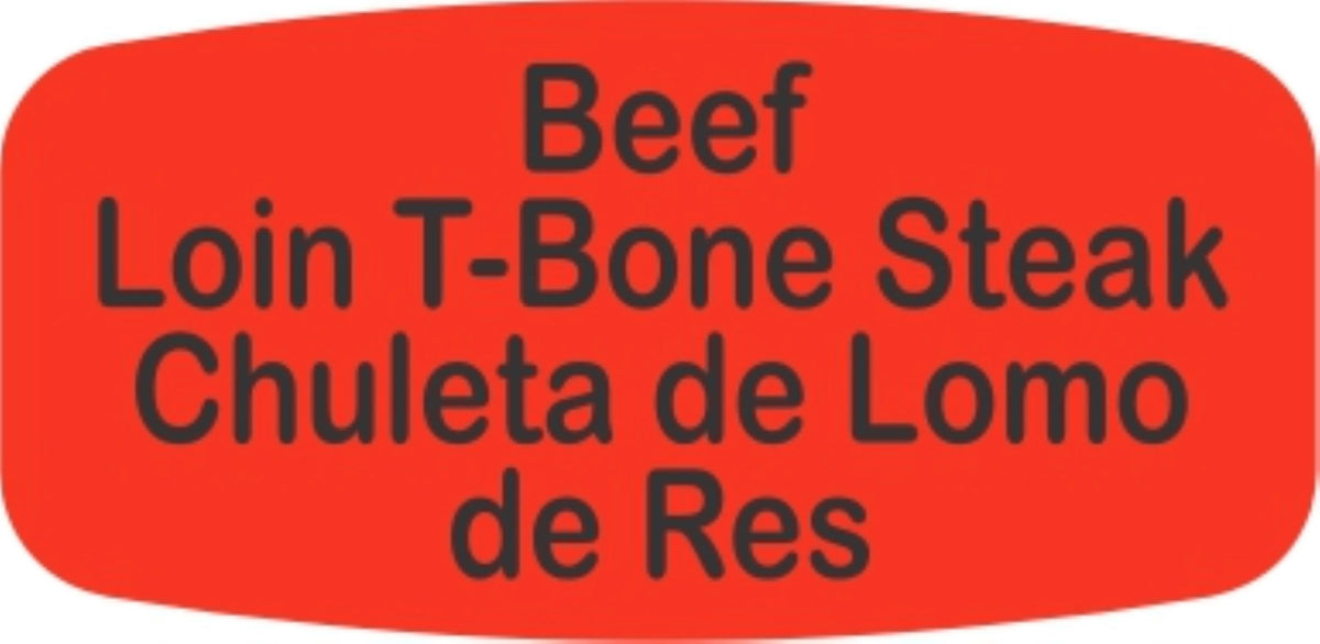 Beef Loin T-Bone Steak - Chuleta de Loma de Res DayGlo Label