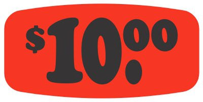 $10.00 Price Label