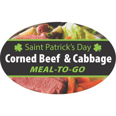 Saint Patrick's Day Corned Beef & Cabbage Meal-To-Go Label