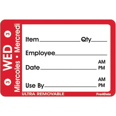 Day of the Week - Wed 3 Miercoles / Marcredi Label
