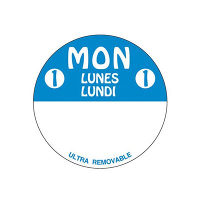 Mon 1 Lunes Lundi Label 2" Label