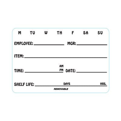 7 Day, Item, Date, Time Food Prep Labels