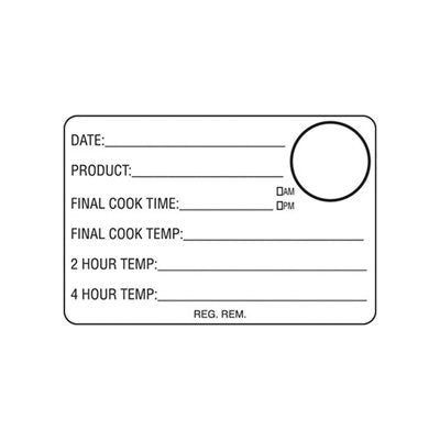 Date/Product/Cook/Temperature 2hr/4hr Food Prep Labels