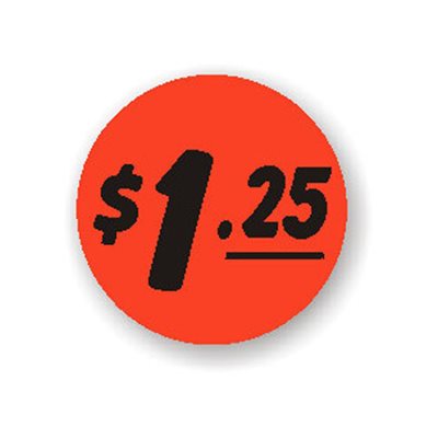 $1.25 1.25" Circle DayGlo Price Label