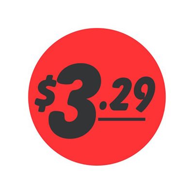 $3.29 1.25" Circle DayGlo Price Label