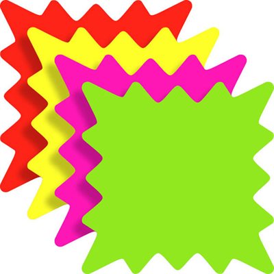 Burst 8" x 8" Blank Sign Cards - Variety Color Pack