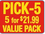 Pick 5 for $21.99 Label