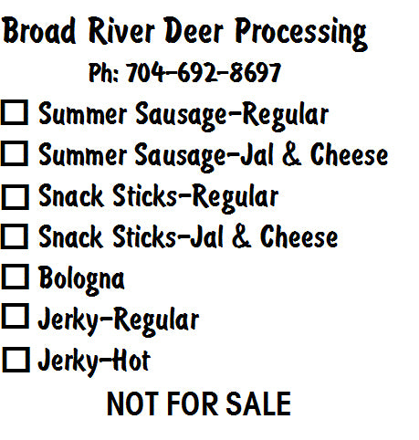 Broad River Deer Processing - Custom Labels