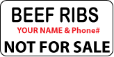 BEEF RIBS Not For Sale Label