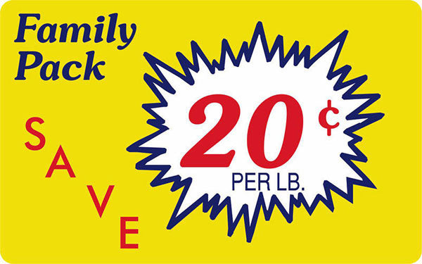 Family Pack Save 20 cents Per Lb ScaleLabels Family Pack Meat Labels