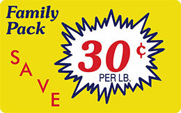 Family Pack Save 30 Cents Per Lb Labels, Stickers