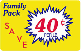 Family Pack Save 50 Cents Per Lb Labels, Stickers