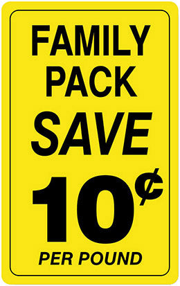 Family Pack Save 10 Cents Per Lb Labels, Stickers