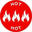HOT 1" Circle Labels, Hot Stickers