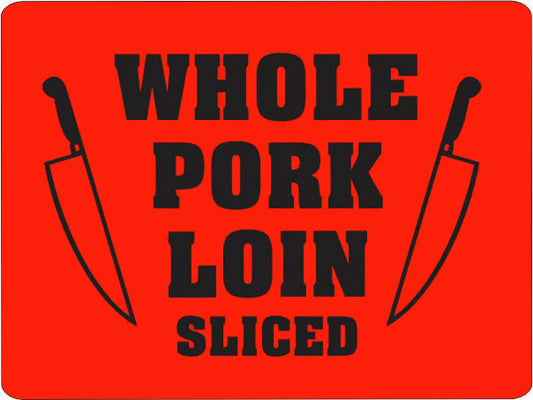 Whole Pork Loin Sliced DayGlo Labels, Stickers