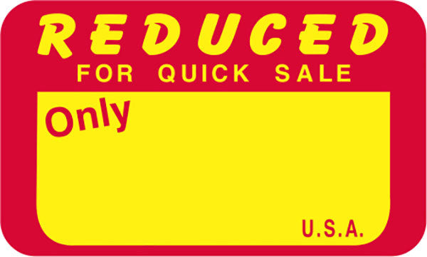 Reduced For Quick Sale Labels, Reduced For Quick Sale Stickers