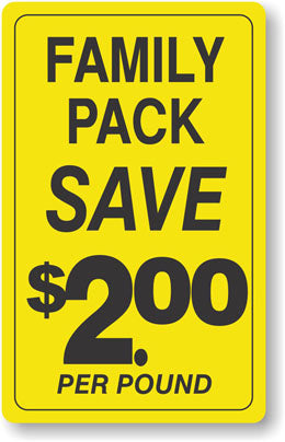 Family Pack Save $2.00 Per Lb Label, Stickers