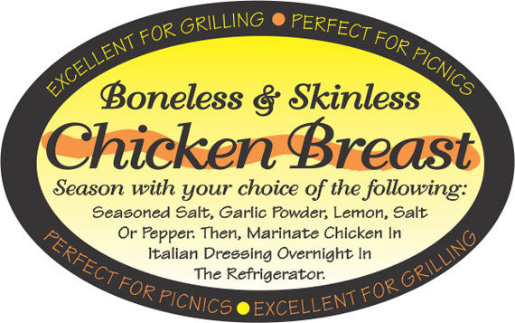 Boneless Skinless Chicken Breast Labels, Stickers
