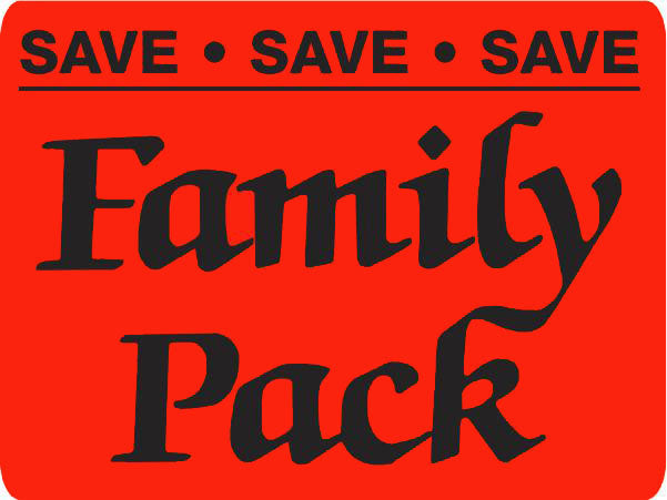 Family Pack DayGlo Labels, Family Pack Stickers