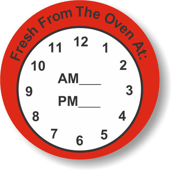 Fresh From The Oven Clock Labels/Stickers