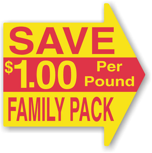 Save $1.00 Per Pound Family Pack Arrow Labels, Stickers
