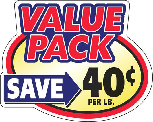 Value Pack Save 40 Cents Per LB Oval Labels, Stickers