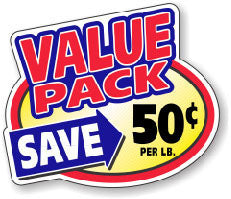 Value Pack Save 50 Cents Per LB Oval Labels, Stickers