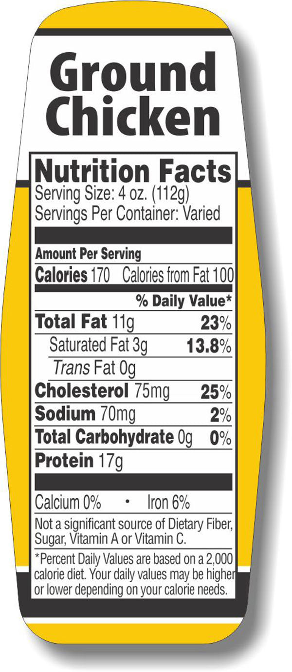 Ground Chicken Nutrition Fact Labels