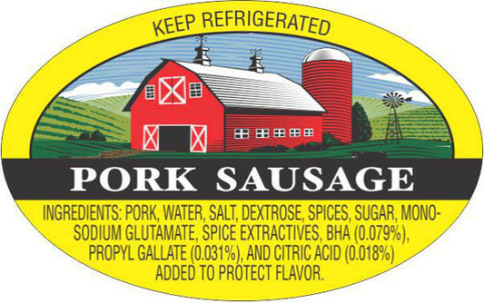 Witt's Pork Sausage Ingredient Labels, Stickers