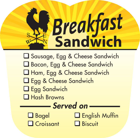 Breakfast Sandwich Labels/Stickers with Check Off Ingredients