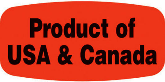 Product of USA, Canada Dayglo Labels, Stickers