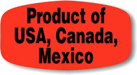 Product of USA, Canada, Mexico Dayglo Labels