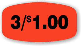 3 For $1.00 Red Orange DayGlo Price Labels