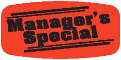 Manager's Special DayGlo Labels, Manager's Special Stickers