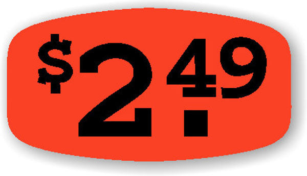 $2.49 Price Labels, $2.49 Price Stickers 1000/Roll