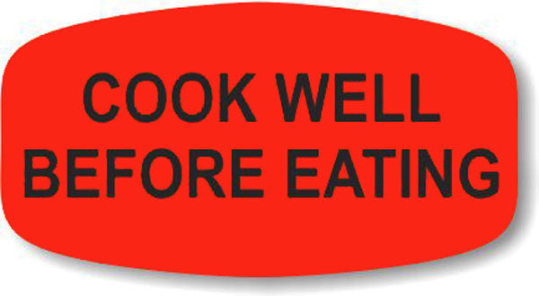 Cook Well Before Eating DayGlo Labels, Stickers