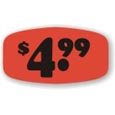 $1.00 Red Orange DayGlo Price Labels, $1 Price Stickers 1000/Roll